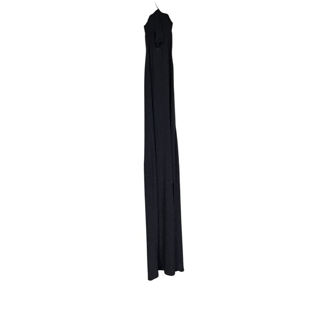 Norma Kamali Black Halter Turtle Side Slit Gown L